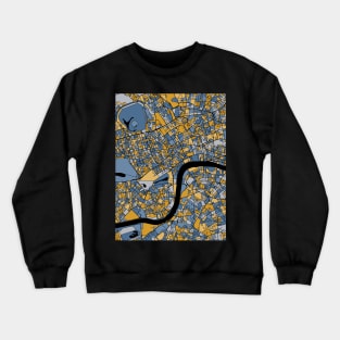 London Map Pattern in Blue & Gold Crewneck Sweatshirt